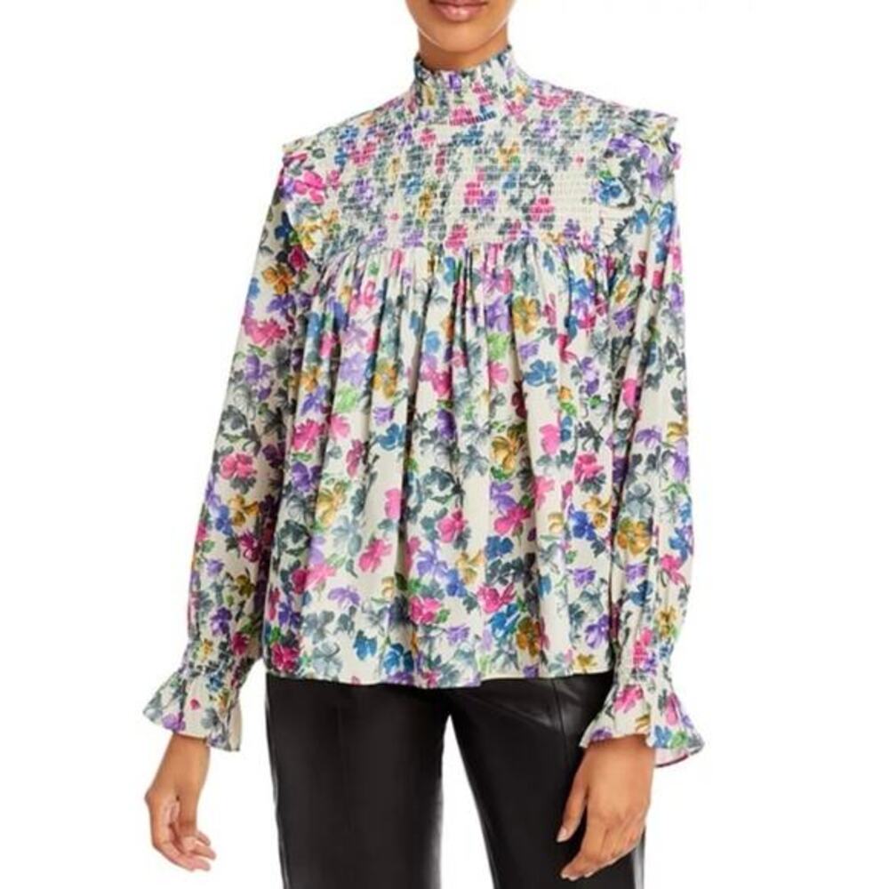 French Connection top large NWT‎ floral babydoll smocked Alianna relaxed